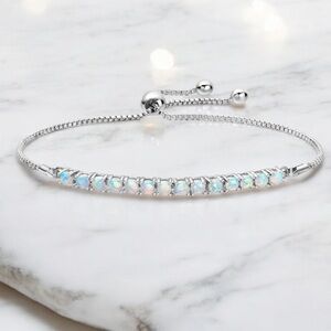 14k White Gold Plated Fire Opal bracelet. New.